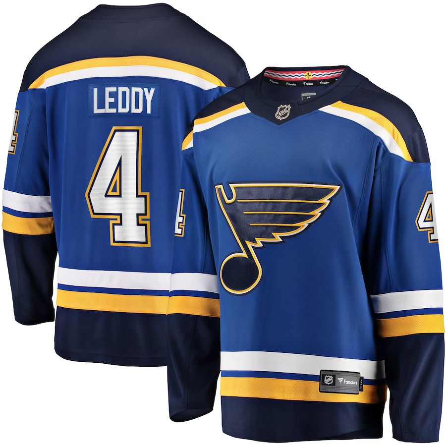 Men St. Louis Blues 4 Nick Leddy Fanatics Branded Blue Home Breakaway Player NHL Jersey